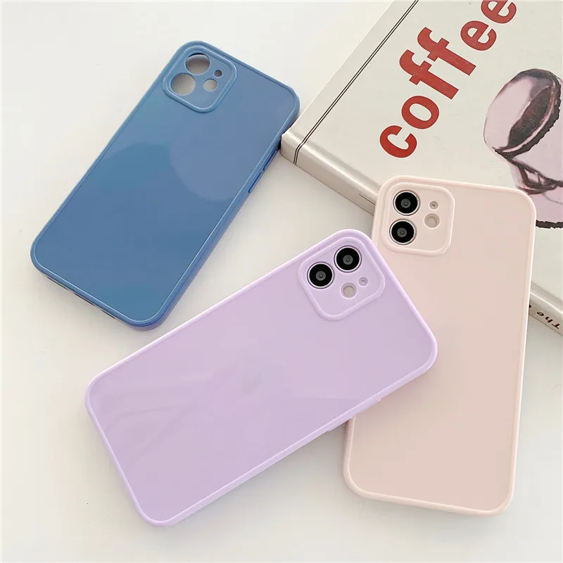 

For Huawei Honor 30 P40 P30 Mate 30 40 Pro Nova 7 Solid Color Camera Protection Phone Case Candy Color Glossy Soft TPU Back Capa