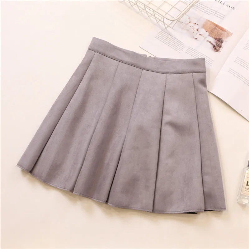 MUMUZI preppy style pleated skirt Fashion streetwear short suede 2021 New spring mini skirts womens saias | Женская одежда