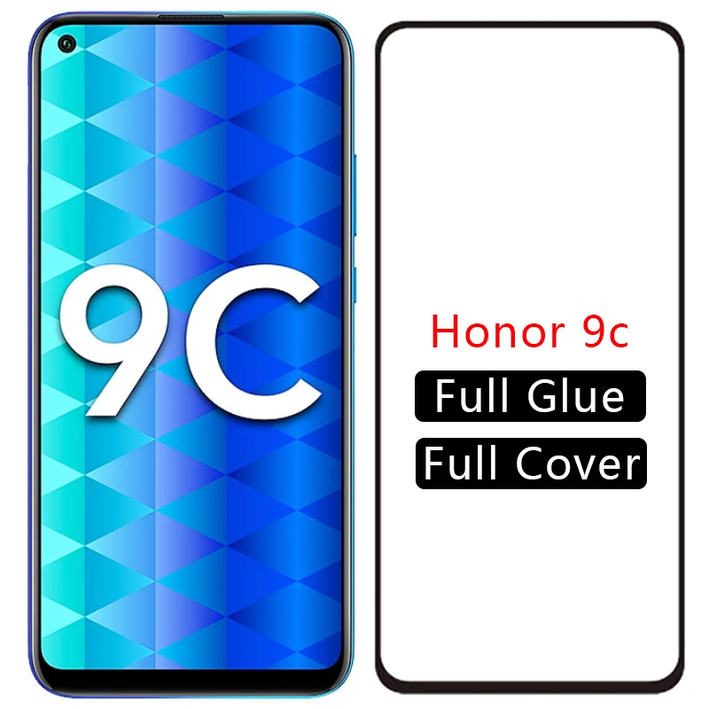 Vidrio templado para Huawei Honor 9C 9A 9S, Protector de pantalla Honor 9C, cubierta completa de vidrio para Huawei Honor 9C, pel&iacute;cula de borde curvo 3D, 2 uds.-0