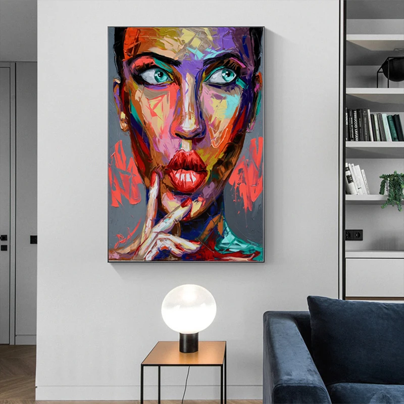 

RELIABLI ART Portrait Posters And Prints Canvas Paintings Wall Art Colorful Makeup Girl Pictures For Living Room Decor No Frame