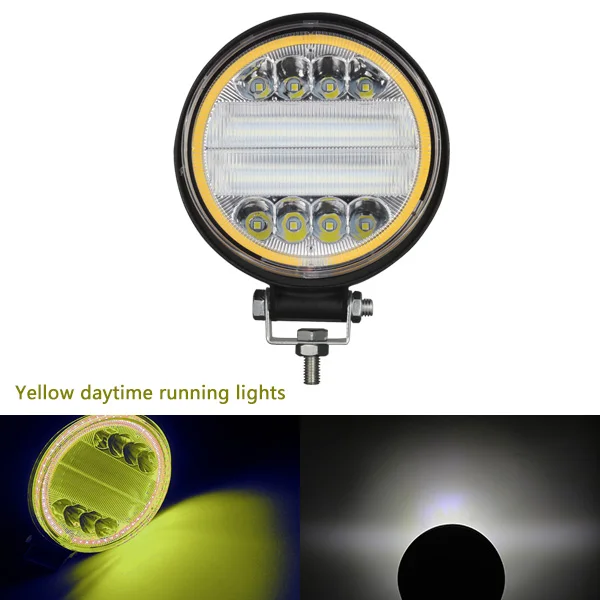 1PCS Round yellow 4 дюймовый внедорожник светодиодный рабочий свет бар заливающий и точечный свет Combo Луч прожектор дневного света 12 в 126 Вт для Jeep ATV УАЗ 4WD 4x4 грузовик - Цвет: 1PCS Round yellow