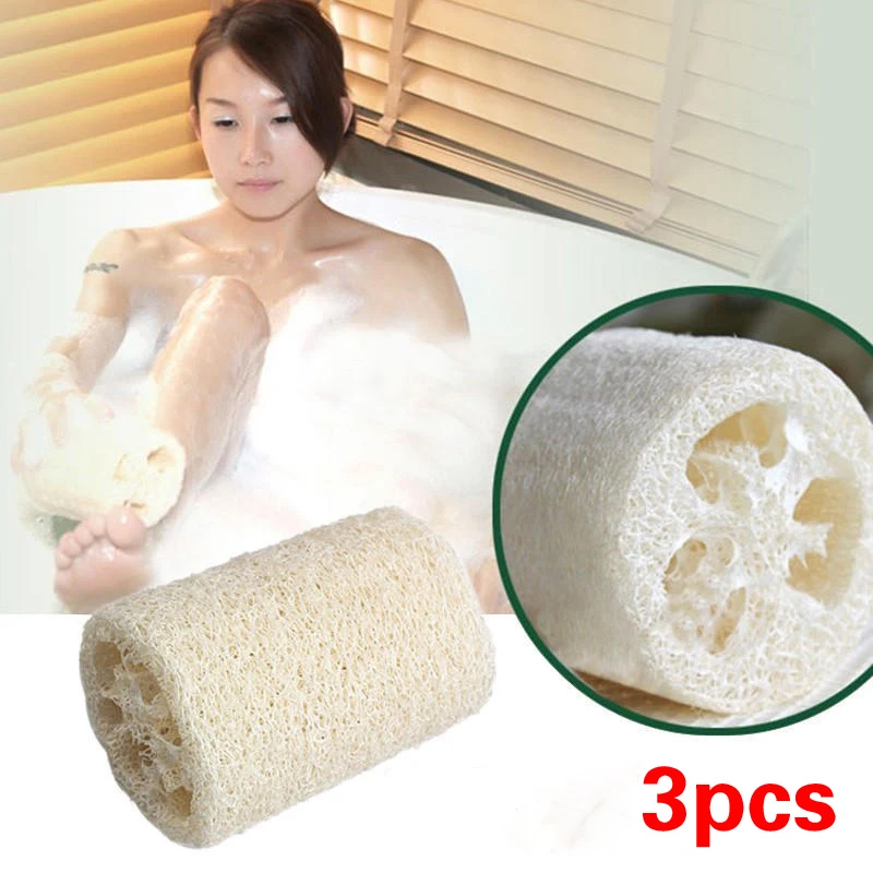 

3pcs Natural Loofah Luffa Bath Shower Sponge Spa Body Scrubber Horniness Bathing Massage Sponge Kitchen Washing Clean Dish Rag