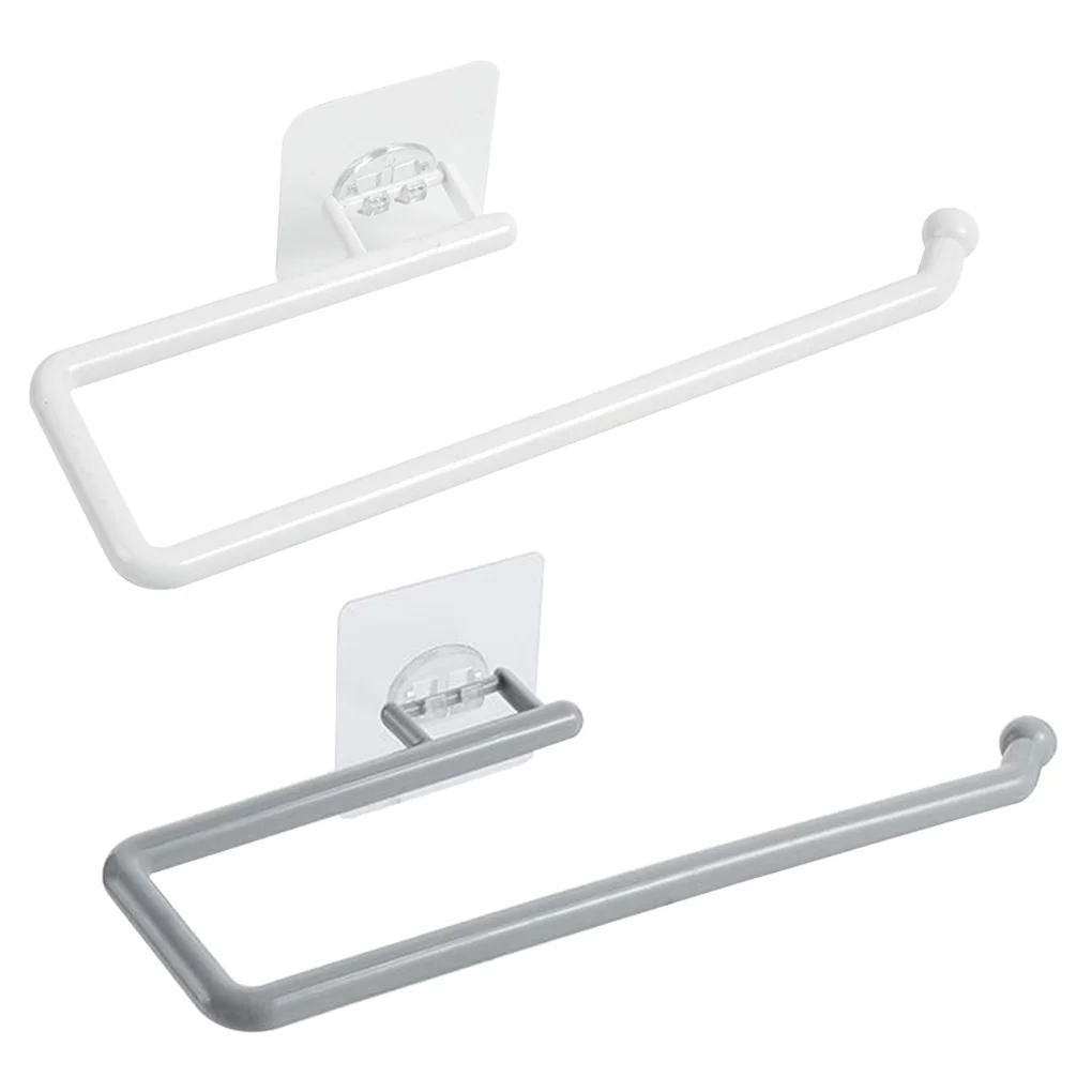 

Tissue Storage Rack Plastic Paper Roll Holder Wall Mounted Adjustable Towel Hanger for Kitchen Bathroom