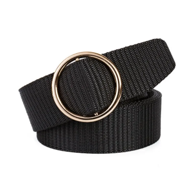 Ремень холщовый женский без штифта универсальный трикотажный с круглой