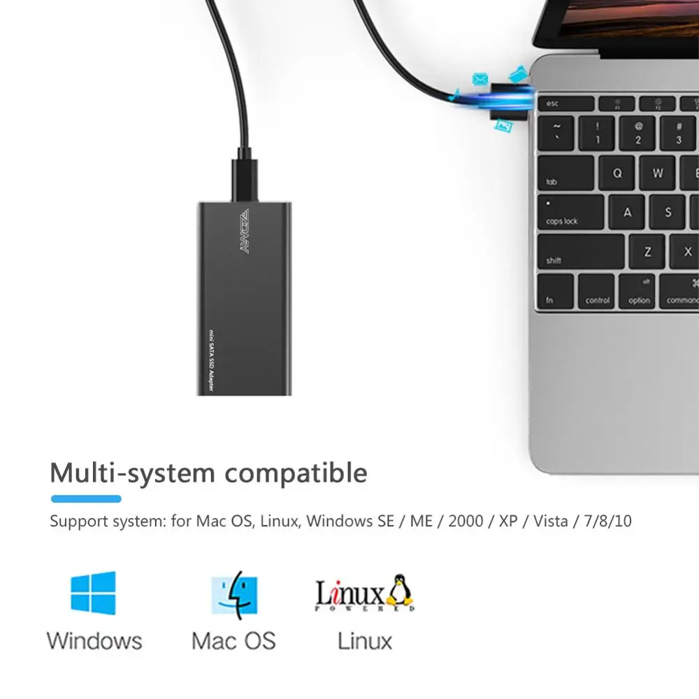 ZOMY mSATA Usb 3 1 SSD чехол Портативный Алюминий 3*3/3*5 10 Гбит/с черный корпус внешнего