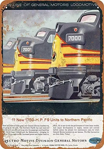 

8 x 12 Metal Sign - GM EMD Northern Pacific F9A Units - Vintage Bar Wall Decorative