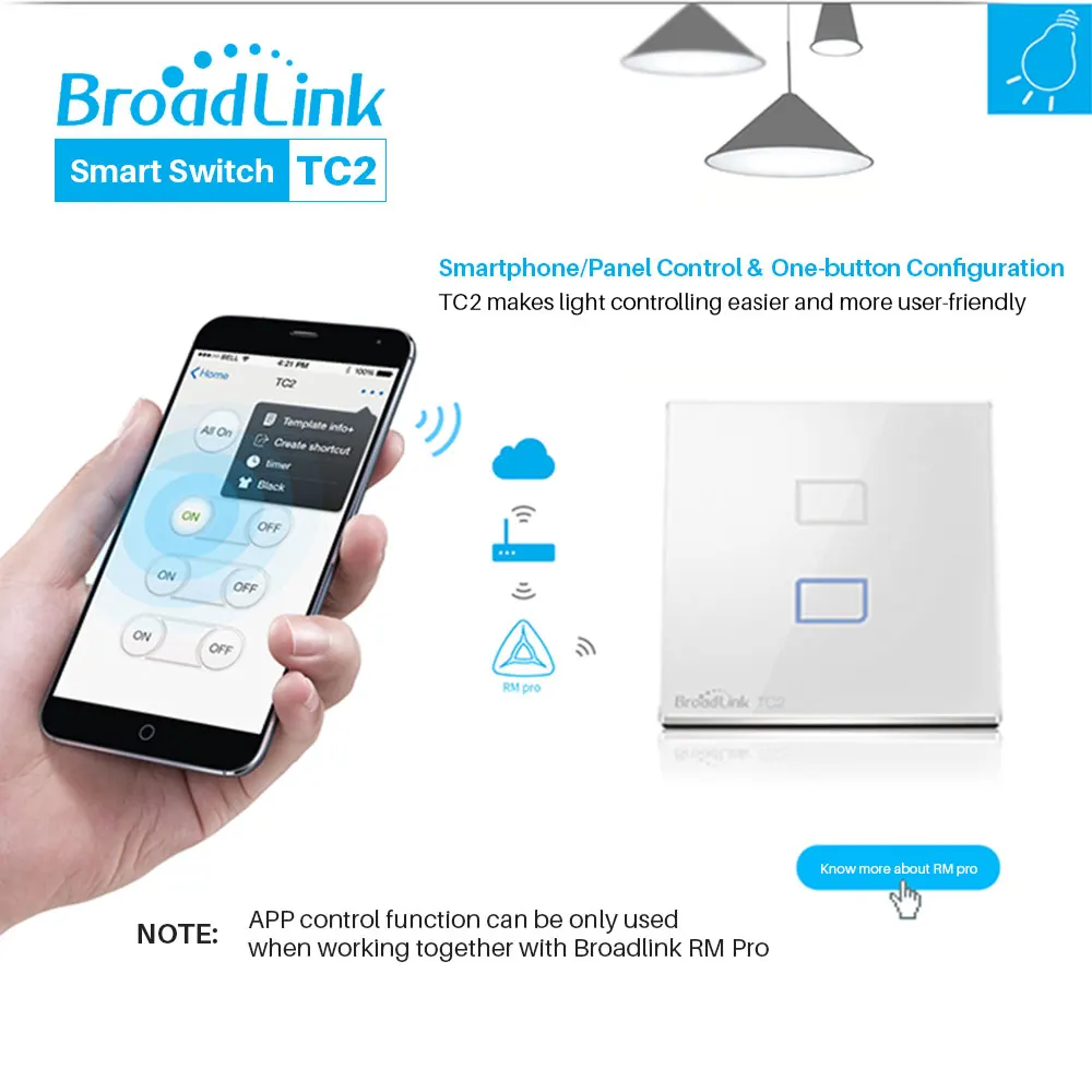 Broadlink TC2 1 банда/2 банды/3 банды/ЕС сенсорный RF433 Wifi настенный выключатель с одним