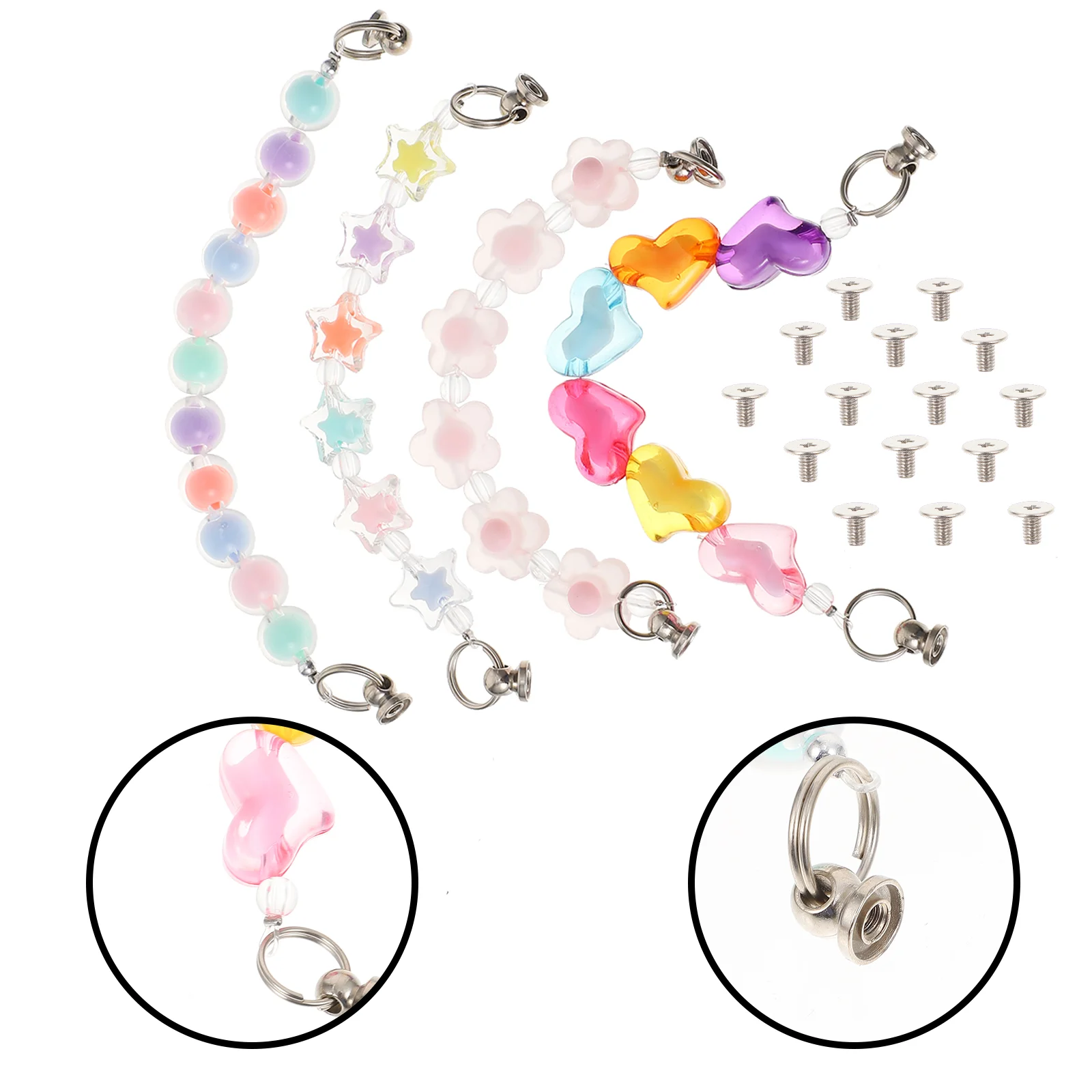 

4Pcs Mobile Phone Shell Hanging Chains Acrylic Phone Case Chain Phone Cover Decor