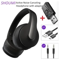 shoumi wireless headset stereo anc headphone foldable bluetooth helmet usb adaptor with microphone for xiaomi huawei phone tv pc