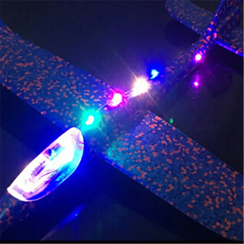 

LED foam hand throw airplane outdoor takeoff glider children's toy foam airplane camouflage with light revolving airplane toy