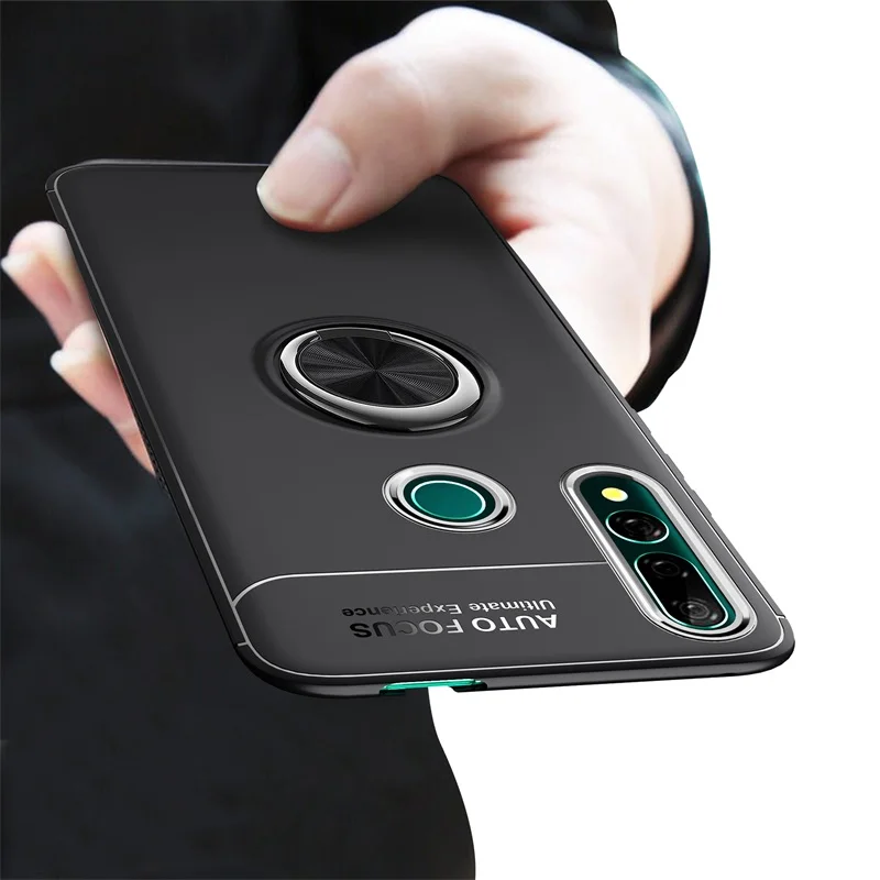Роскошный чехол для Huawei Y9 Prime 2019 с магнитным кольцом-держателем мягкий матовый