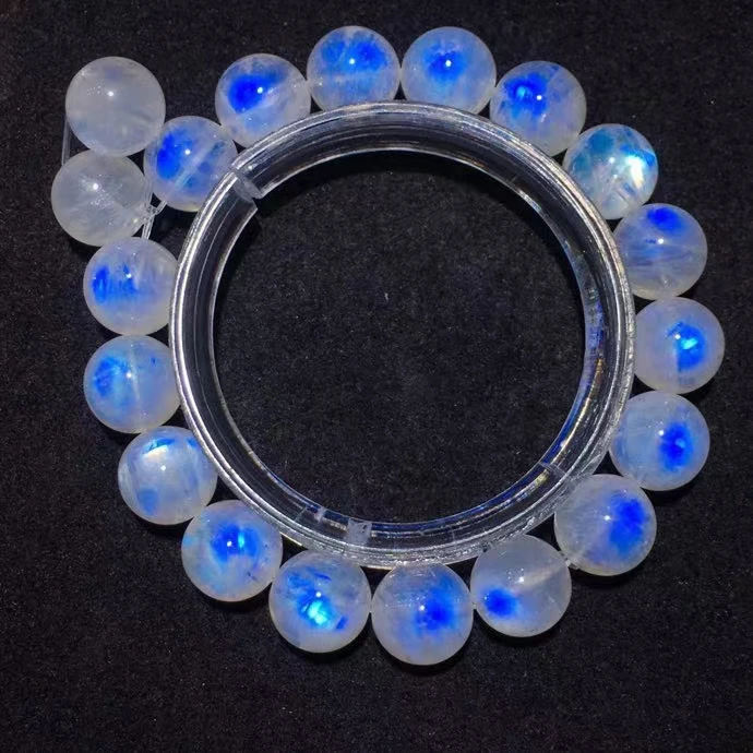 

Natural Moonstone Blue Light Clear Round Beads Bracelet 10.6mm Women Men Fashion Jewelry Moonstone Beads AAAAA