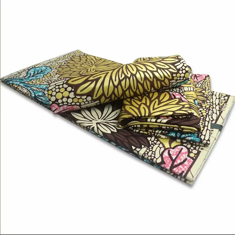 

New African Golden Wax Fabric Ankara Laminated Hot Sale 100% Cotton Material Print Gold Line Batik Wrapper Tissue F12-6