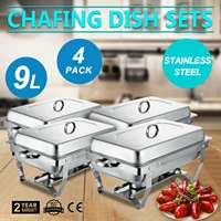 vevor 9l of chafing dish set 4 packs chafer dish stainless steel buffet warmer tray suitable for businesskitchen and industrial
