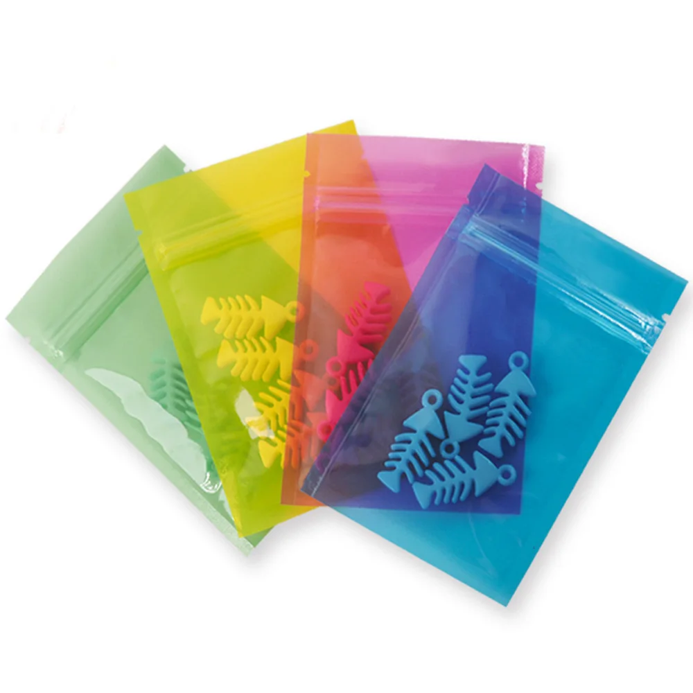 

Translucent Colors Ziplock Bags Clear Mylar Flat Pouches Reusable Storage Bags Eco-friendly PP Packaging Bags With Tear Notch