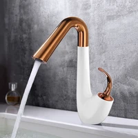 basin faucets white and rose gold bathroom sink mixer taps hot and cold faucet brushed gold basin crane taps wash basin torneira