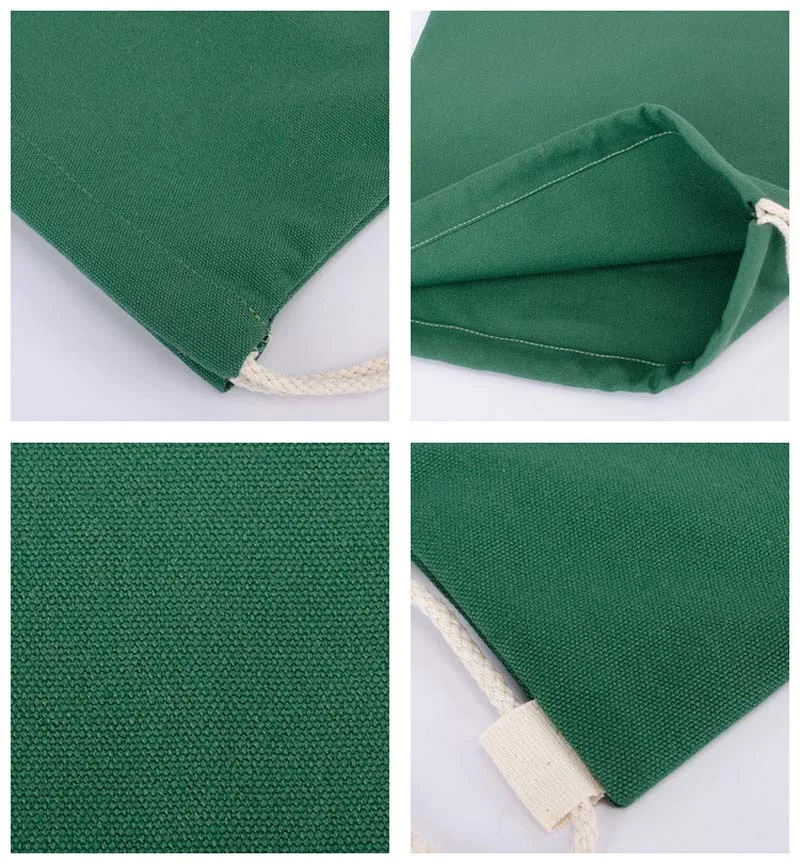 35x39cm Shoulders Drawstring Bundle Pockets Eco Reusable Canvas Shopping Bags Women Students Backpack Bag Cotton Tote Pouch Bag images - 6