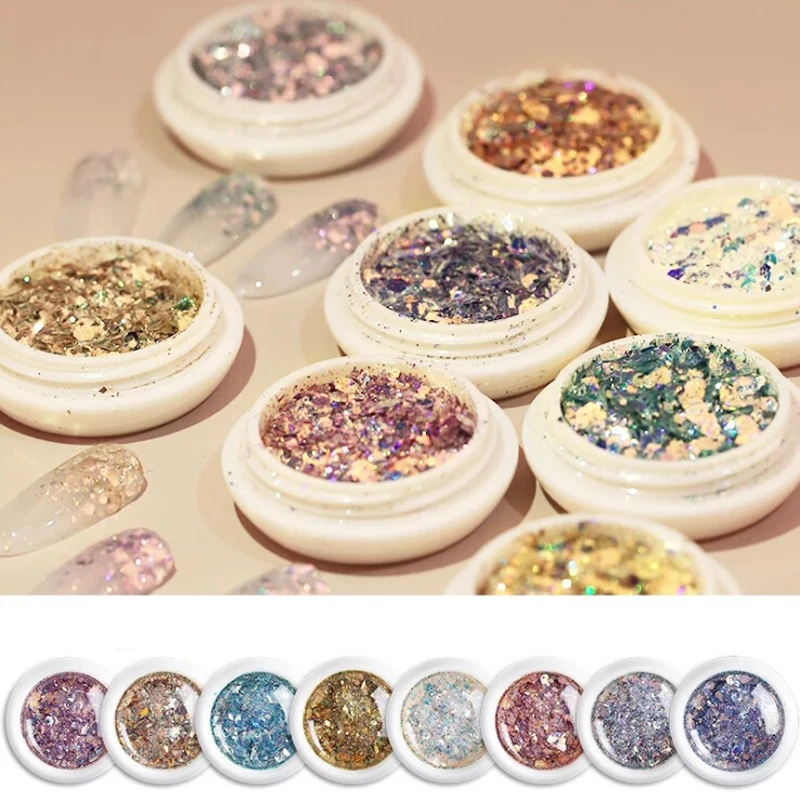 

1 коробка, блестящий лазерный рассыпчатый порошок для ногтей, искусство, аксессуары для дизайна ногтей
