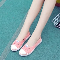 2021 new women casual shoes candy colors round toe flat with shoes fashion canvas lace up solid breathable shoes woman