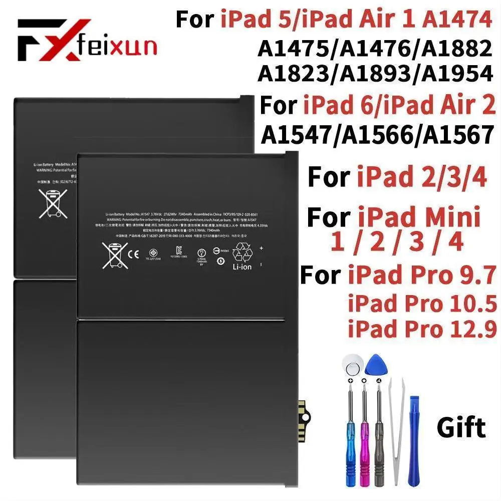 

FEI XUN Tablet Battery For iPad 5 Air 1 A1474 A1475 A1893 For iPad 6 Air 2 A1566 A1567 1 Mini 2 3 4 Pro 9.7 10.5 12.9 Battery