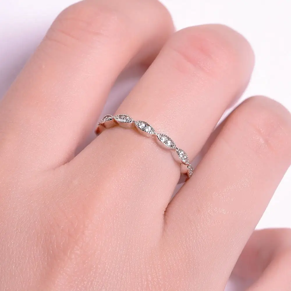 GEM'S BALLET Cadenza Moissanite кольцо 925 пробы Серебряное романтическое обручальное кольцо для женщин хорошее ювелирное изделие(0.08Ct 1,2 мм EF цвет