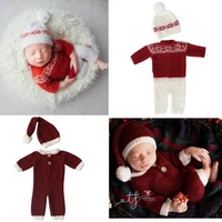 newborn photography props baby boy girl knitted wool romper jumpsuit outfit christmas photography clothing