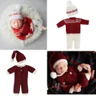 Реквизит для фотосъемки новорожденных трикотажный шерстяной комбинезон для маленьких мальчиков и девочек наряд Рождественская одежда для фотосъемки