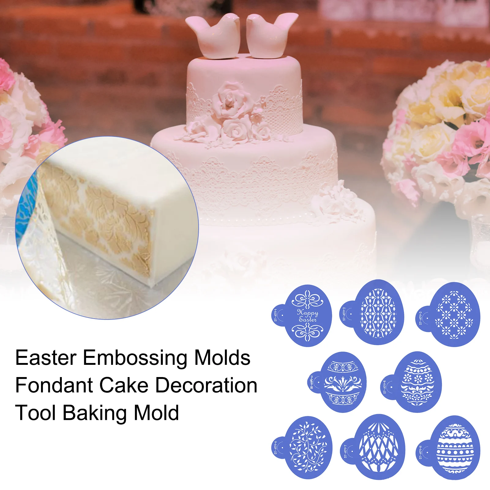 

Easter Embossing Molds Fondant Cake Decoration PET Tool Baking Mold Alphabet Fondant Cake Cookie Biscuit Fondant Mold