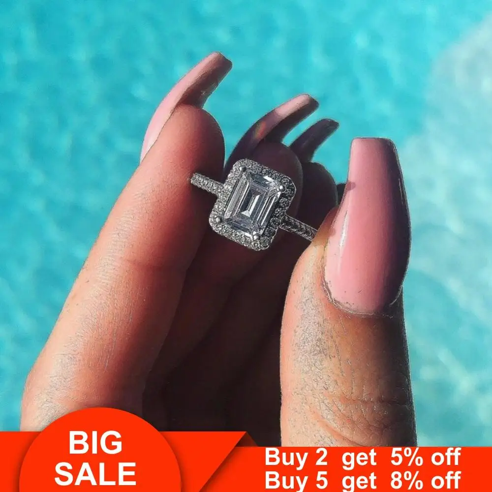 Ручной работы кольца 925 стерлингового серебра Emerld AAAAA cz камень обручальное для