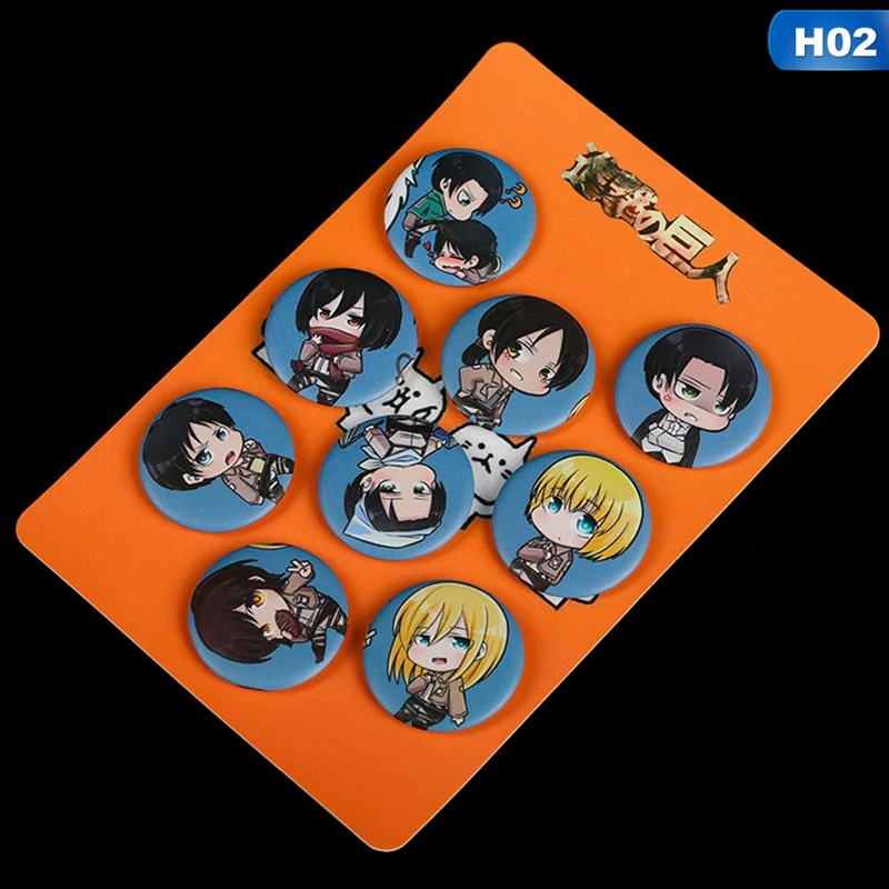 02 9 шт./компл. аниме серии My Hero Academy значок мультфильм для костюма черного дьякона атака гигантский Наруто Брошь СЕРИЯ сумка значок для рюкзака - Цвет: 02