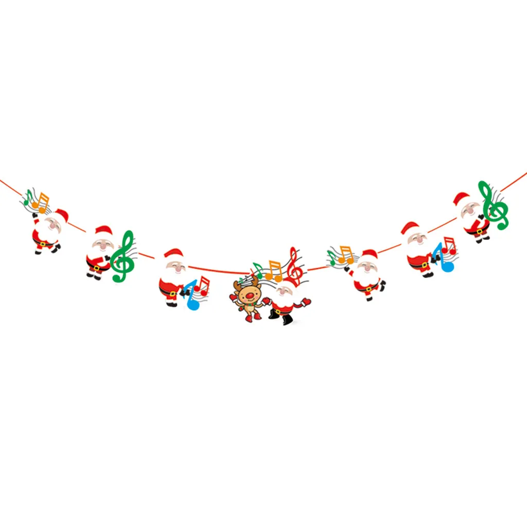 Счастливого Рождества баннер украшения висящий флаг Санта Снеговик Олень носки