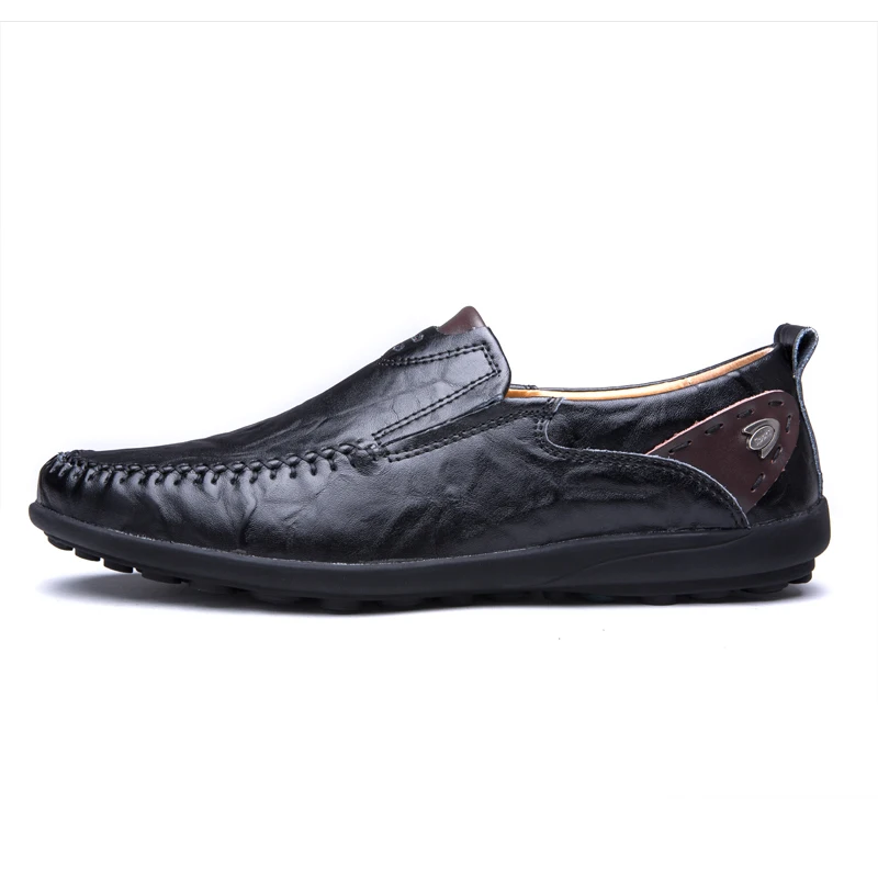 

Classic Leather Men Casual Shoes Luxury Brand 2019 Mens Loafers Moccasins Breathable Slip on Black Driving Shoes Plus Size 38-47