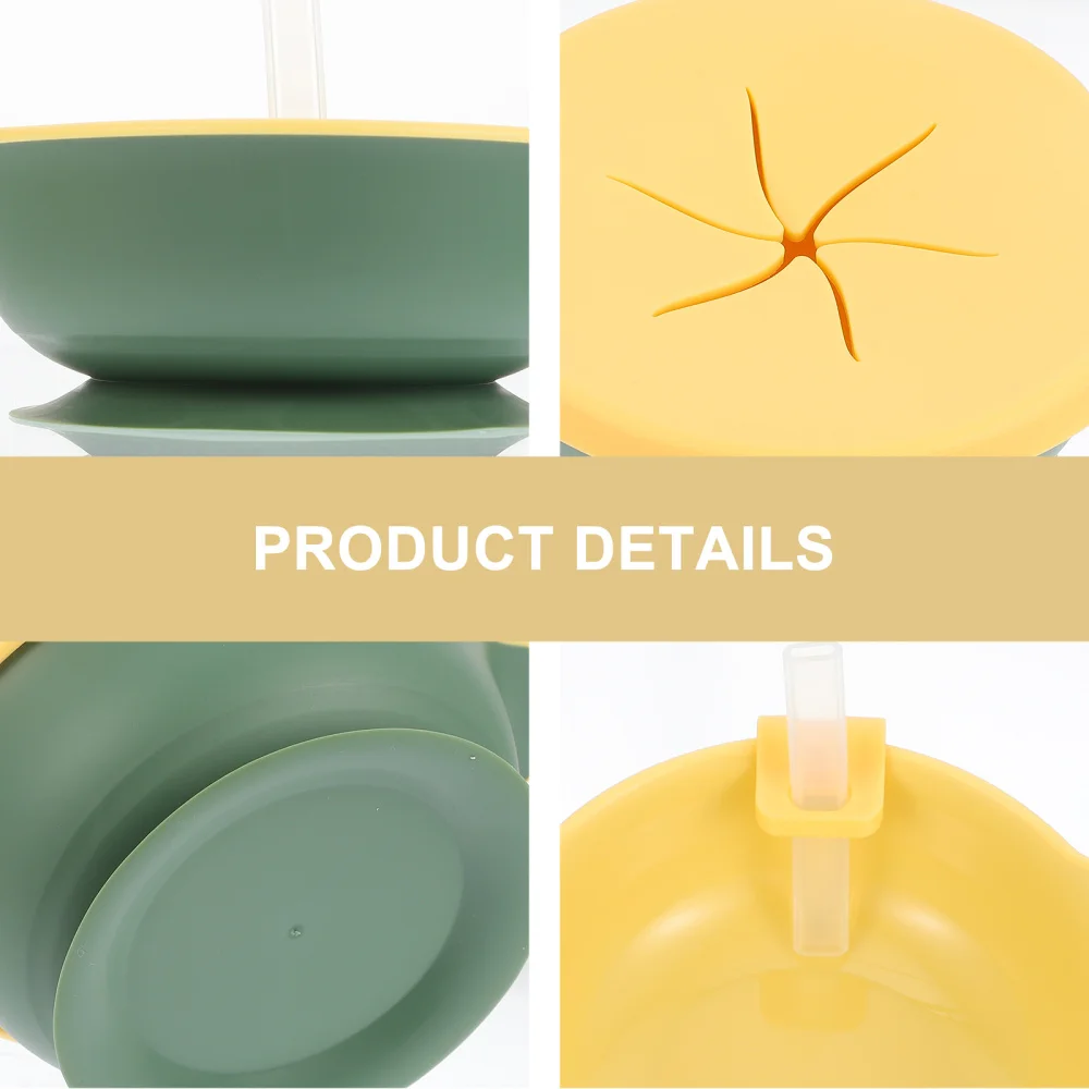 

Infant Eating Cup Household Training Tableware Baby Feeding Bowl with Straw