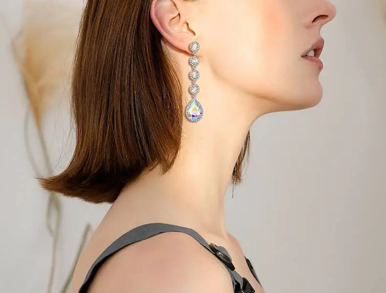 Tuliper КАПЛЕВИДНАЯ подвеска серьги для женщин Boho висячие Ретро стиль кристалл