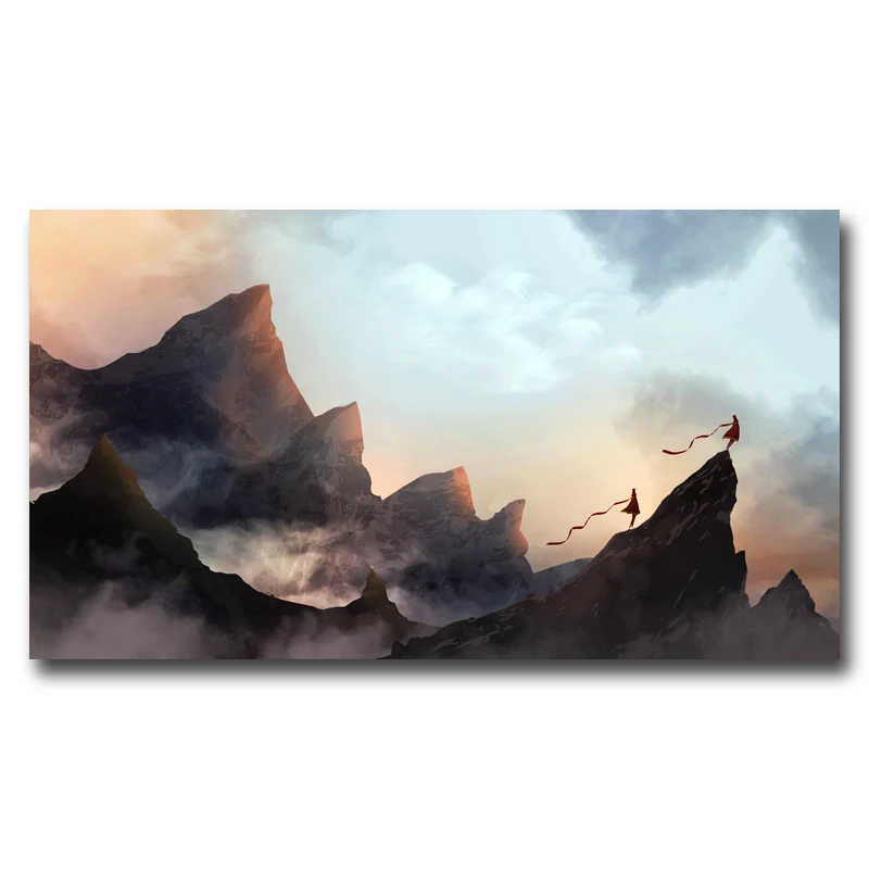 Путешествие вектор пейзаж горы солнце игра плакаты и принты Современное