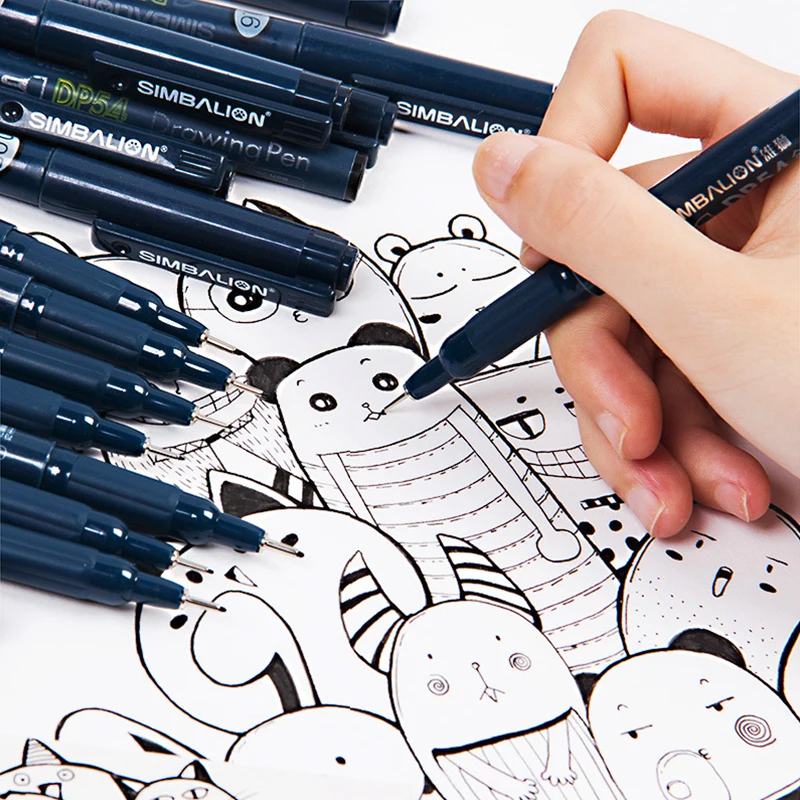 

Waterproof black micron pen waterproof Hand-drawn design sketch needle pen hand drawing line fineliner cartoon signature pen set