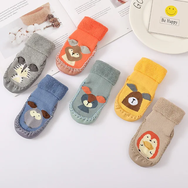 Toddler Socks With Rubber Soles For Toddlers Kids Socks Baby Boys Sock Shoes Warm Terry Thicken Slippers Infants Girl Winter 2