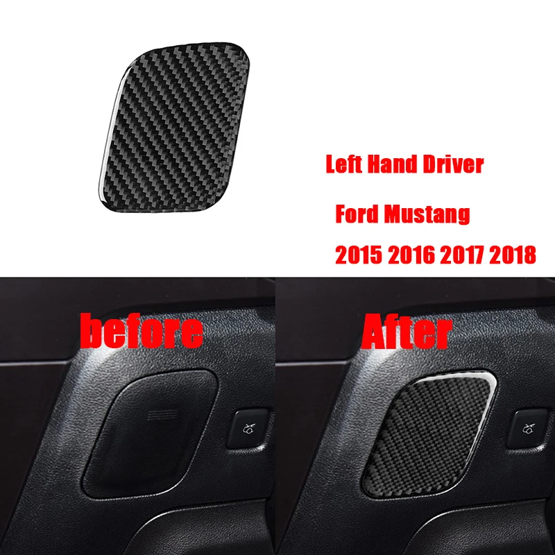 

2pcs Carbon Fiber driver position's storage box sticker for Ford Mustang Car-Styling 2015 2016 2017 Auto Accessories