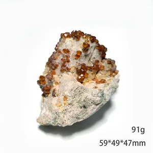 91g C1-3  Natural Stone spessartine Feldspar Garnet Mineral Crystal Specimen from Yunxiao Fujian Province China