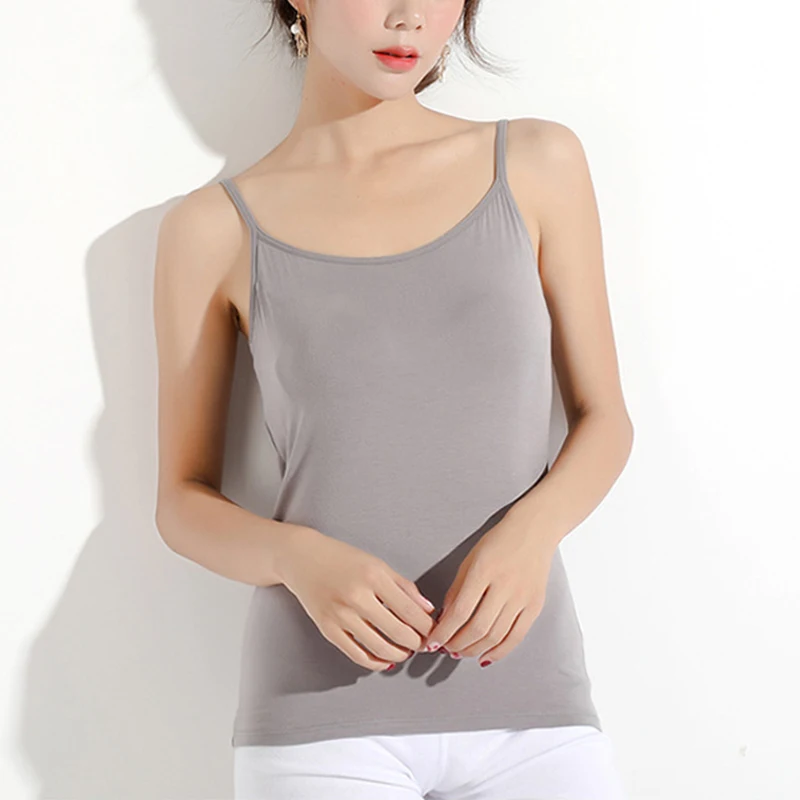 Майка женская со встроенным бюстгальтером мягкий эластичный Топ с эффектом