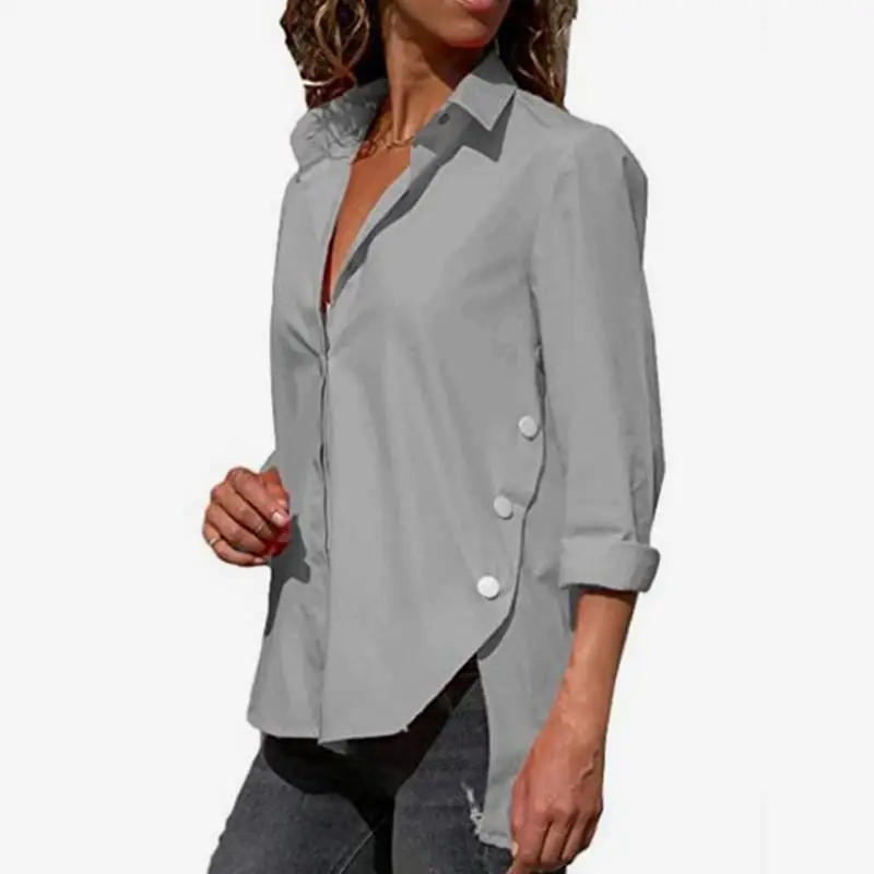 Женская Офисная шифоновая Асимметричная рубашка топ черного белого красного