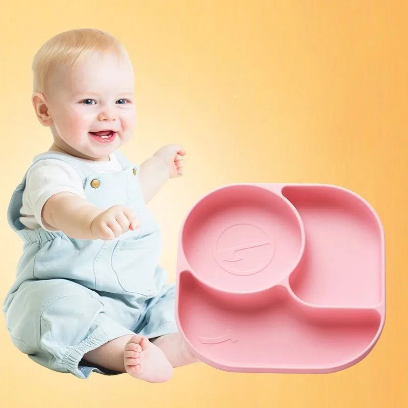 

BPA Free Baby Silicone Suction Plate Kid Tableware Food Grade Silicone Non-Slip Baby Dish Infant Todller Dinnerware 4 Colors