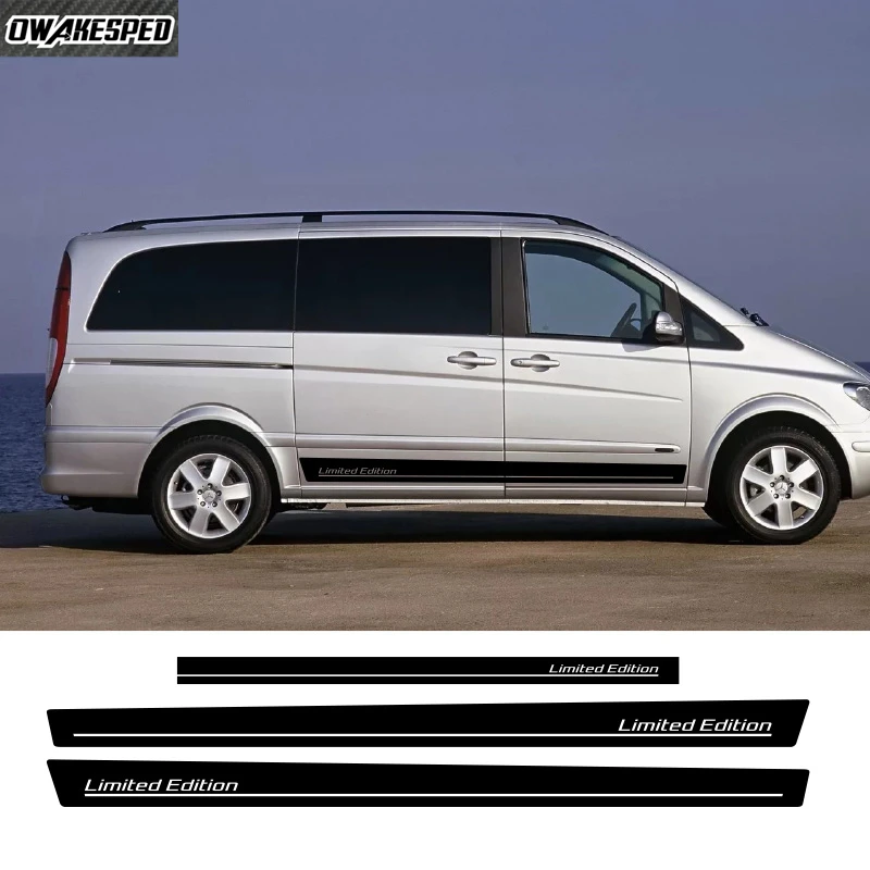 

Лимитированный выпуск полос 3 шт. Автомобильная дверь боковая юбка наклейка для-Mercedes Benz Viano Авто кузов задний багажник Декор виниловые накле...