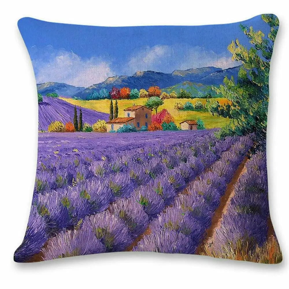 

45x45cmOil Painting Rural Cotton Linen 18" Pillow Case Cushion Cover Pillowcases Decoration