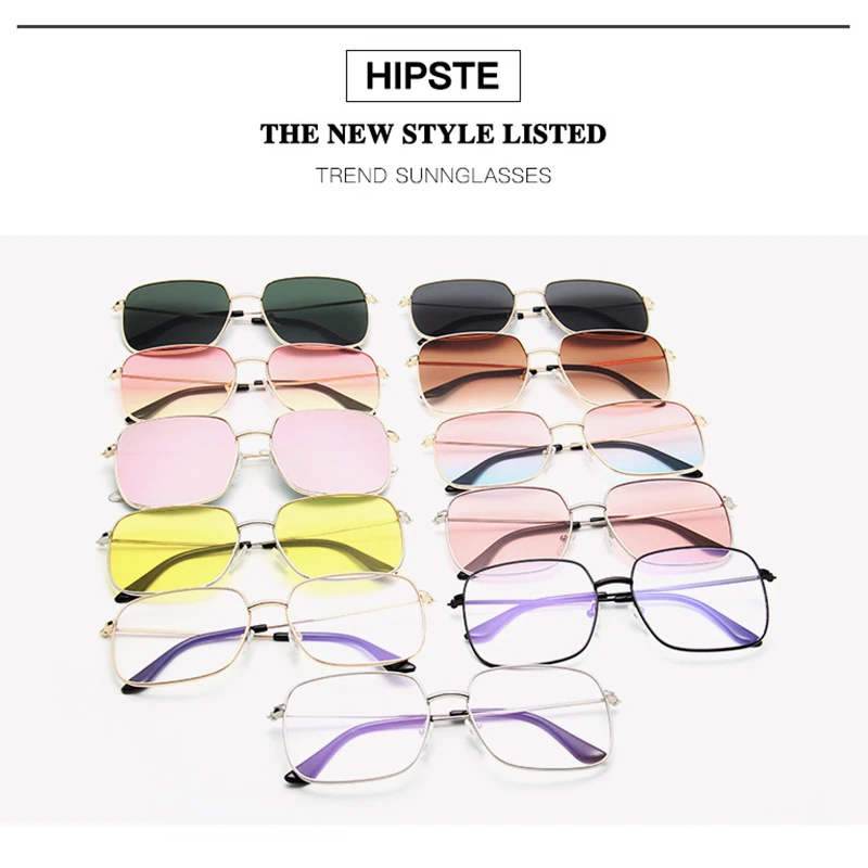 

Vintage Alloy Frame Women's Sunglasses Retro Classic Square Sun Glasses Unisex Gradient Lenses Eye Glasses For Outside Anti-UV