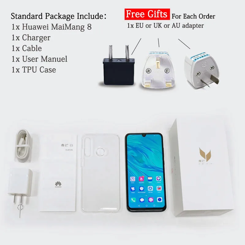 Huawei Maimang 8 мобильный телефон 6,21 ''Kirin 710 Octa Core 6 ГБ 128 ГБ Android 9,0 отпечатков пальцев ID GPU Turbo 2,0