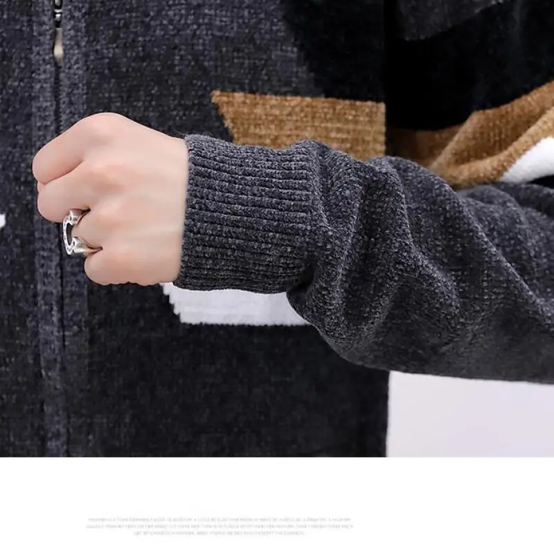 

4 Colors Mens Sweater Autumn Winter Warm Cashmere Sweater Coat Slim Fit Zipper Casual Sweater Knitted Mens Zip Cardigan XXXL