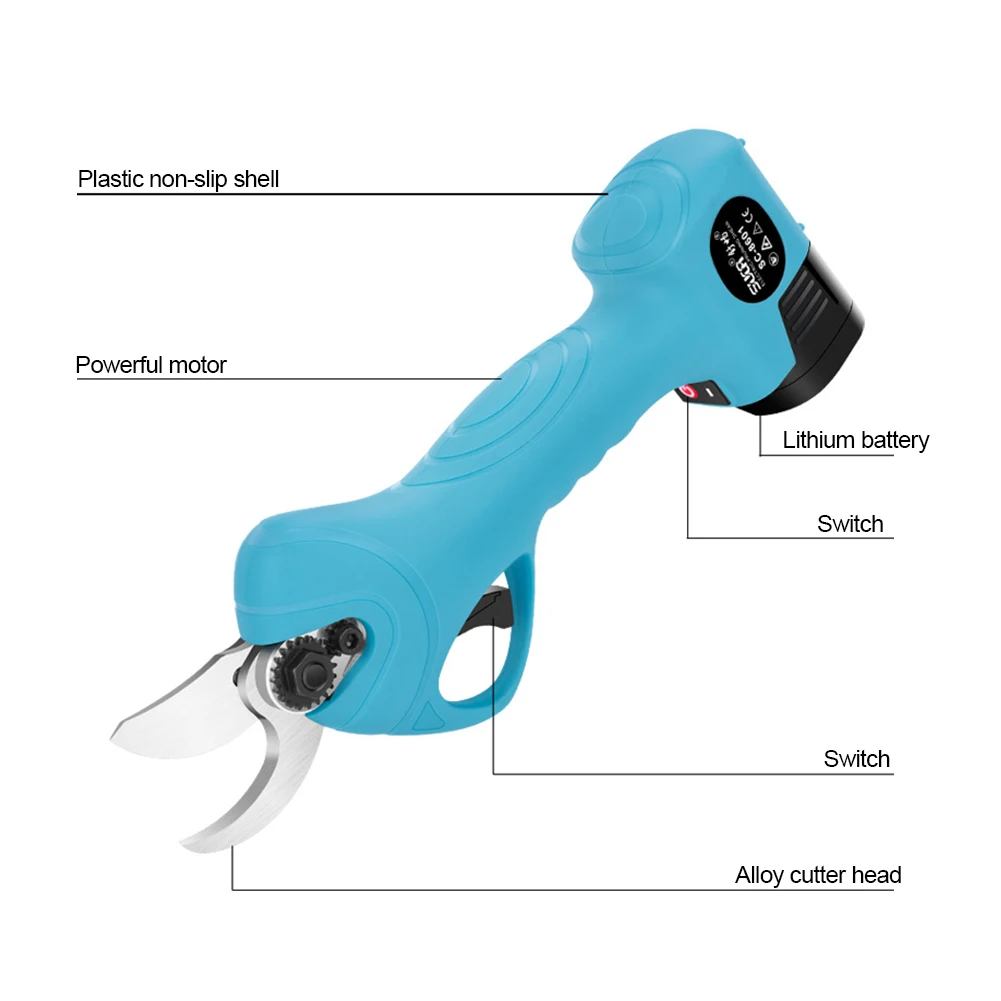 

16.8V Cordless Electric Pruning Shears with 2pcs Backup Rechargeable Lithium Battery Tree Branch Pruner For Garden
