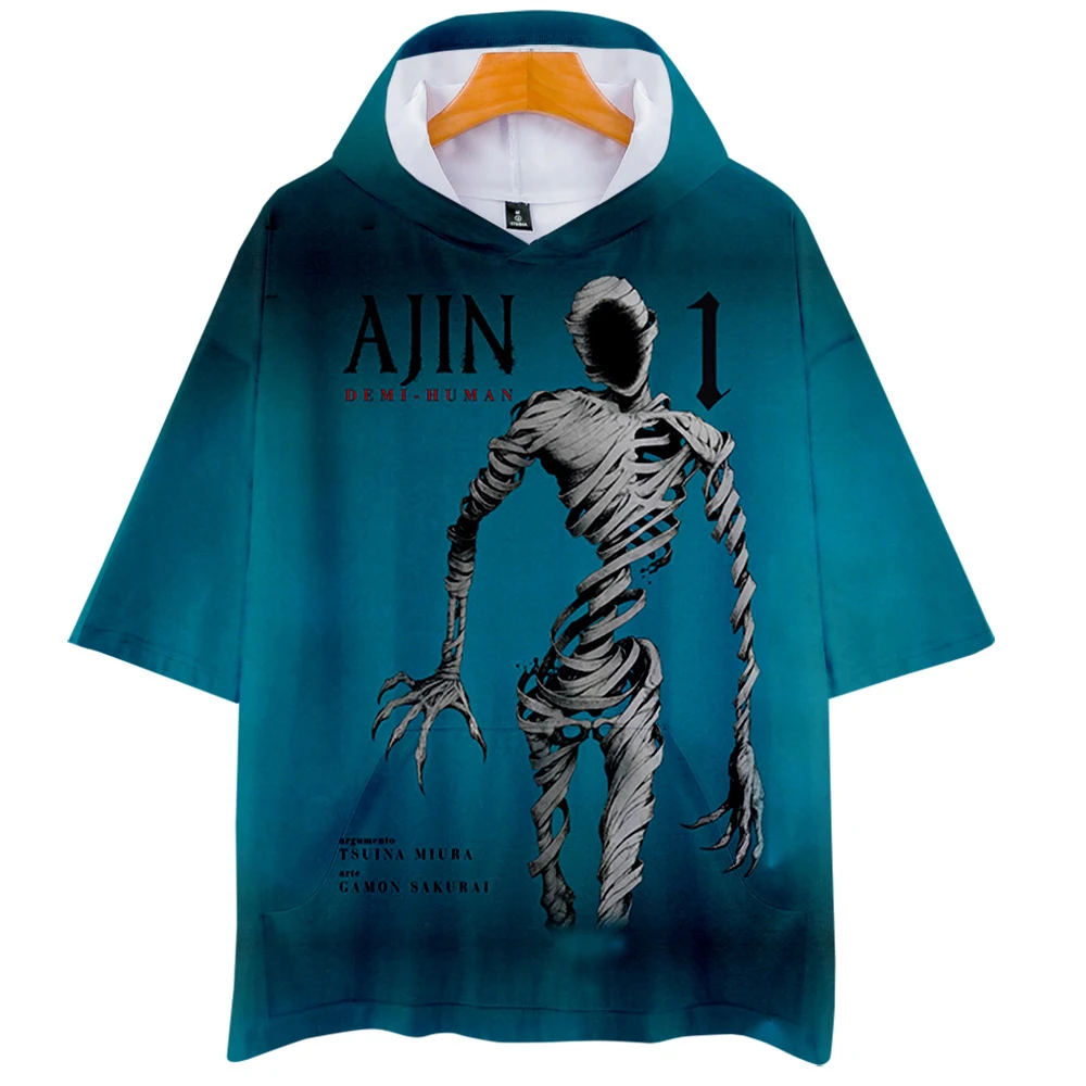 

3D print Japan Anime Ajin Demi-Human Hoodies Men/Women Short Sleeve Hooded Sweatshirt boy/girls pullovers