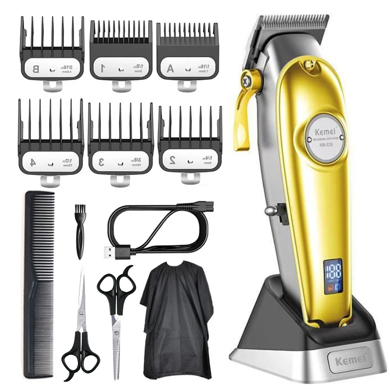 

Original Kemei Metal Housing Barber Professional Hair Trimmer for Men Beard Hair Clipper Electric Hair Cutting Machine Pro Set